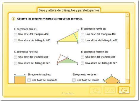 Base y altura de triángulos y paralelogramos