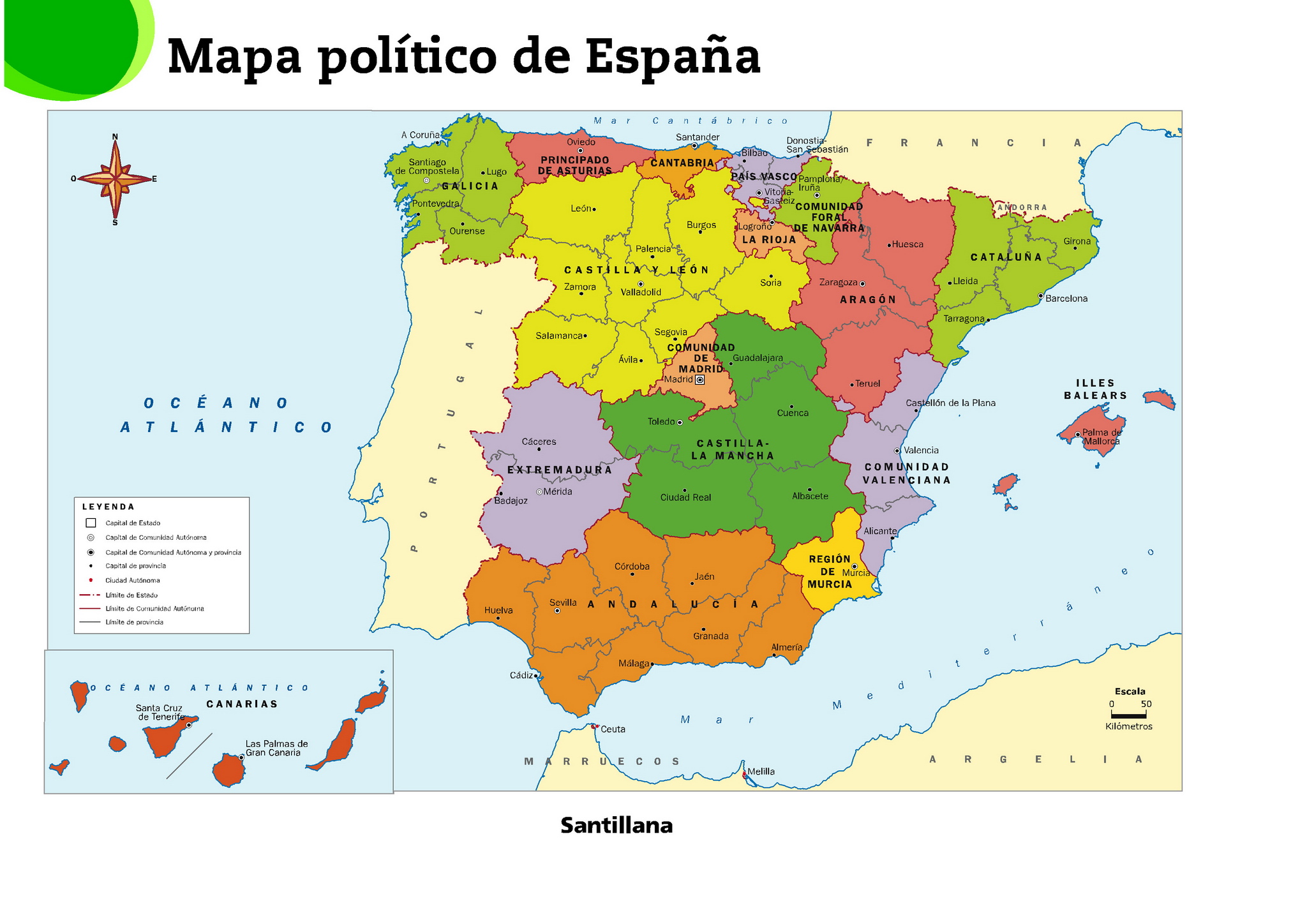 Aprendiendo En La Escuela PÚblica Mapas De España Físico Político E 8630